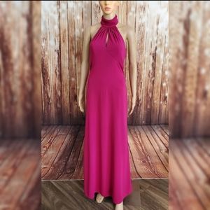 Cache Maxi Dress 8 Halter pink long cocktail